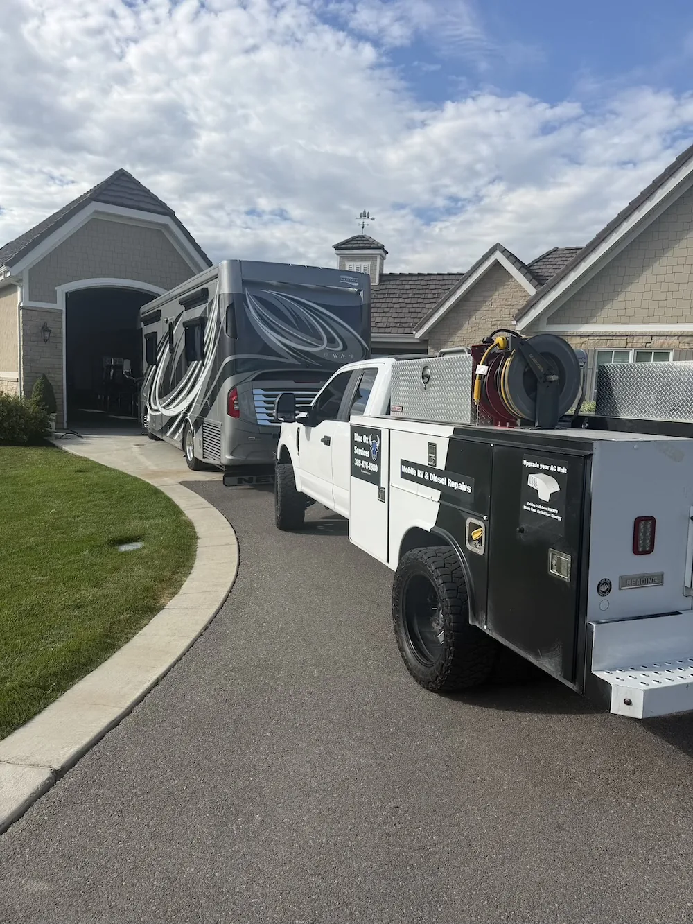 Blue Summit service truck at a customer's home in Spanish Fork, Utah